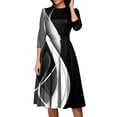 thumbnail image 2 of Dorkasm Vintage Midi Dresses for Women Modest 3/4 Sleeve Crew Neck Wrap Dress A Line Pleated Wedding Guest Dress with Pockets White S, 2 of 6