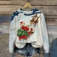 thumbnail image 2 of Women's Christmas Fleece Sweatshirt Long Sleeve Crew Neck Santa Claus Christmas Tree Graphic Print Casual Loose Hoodies for Holiday Party Multicolor-8 XL, 2 of 9
