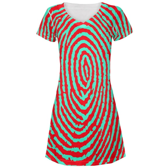Fingerprint Pattern All Over Juniors V-Neck Dress