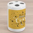 thumbnail image 1 of Saying Ceramic Toothbrush Holder, Lettering Let Your Dreams Come True Doodle Moon and Star, Decorative Versatile Countertop for Bathroom, 4.5" X 2.7", Earth Yellow Black White, 1 of 4