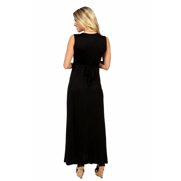 sleeveless empire waist maternity maxi dress Taupe V-Neck Tank Maternity Maxi Dress