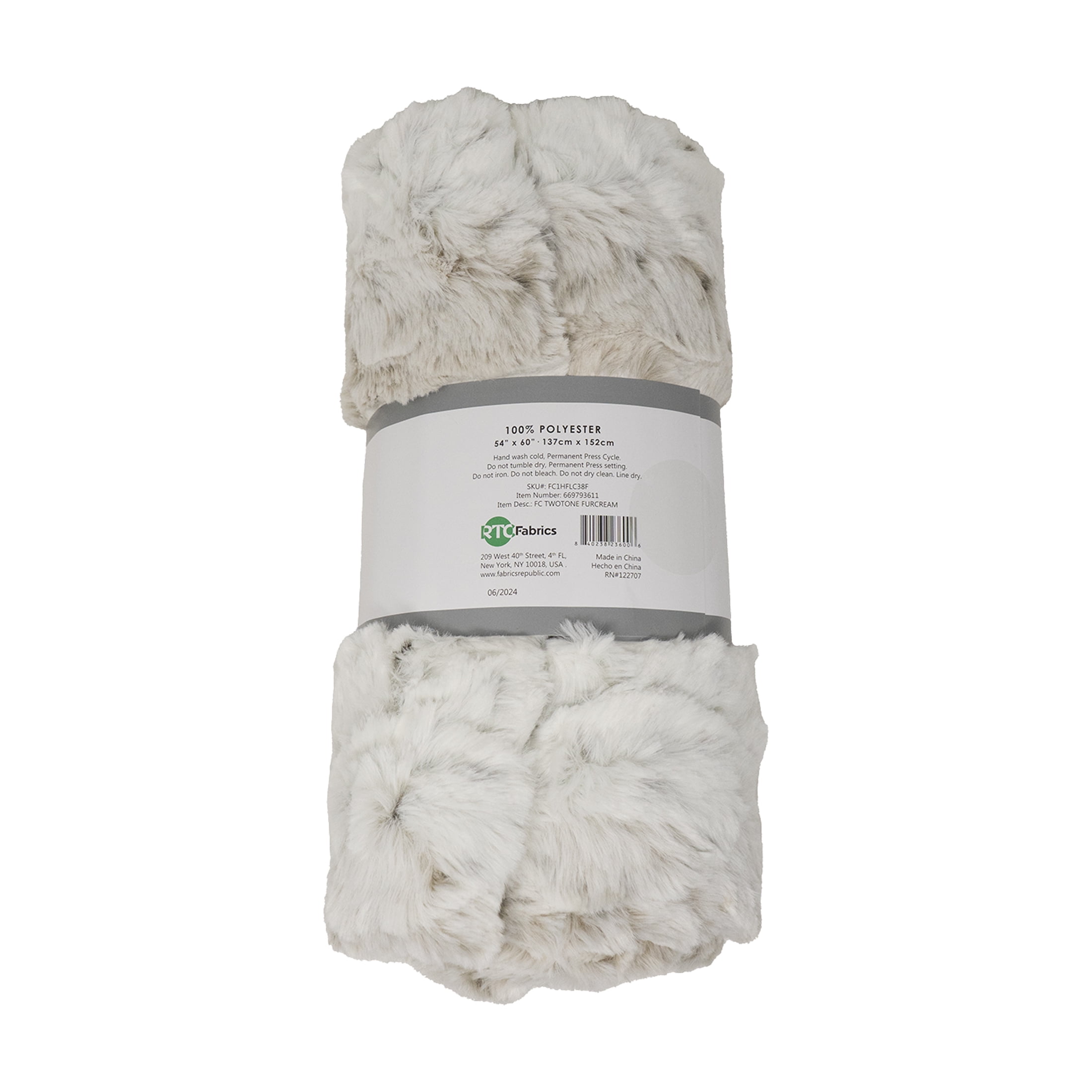 RTC Fabrics, 1.5 Yard Cut 100% Polyester Fleece Print Fabric, Twotone Furcream, 60" Wide For Quilting & Sewing