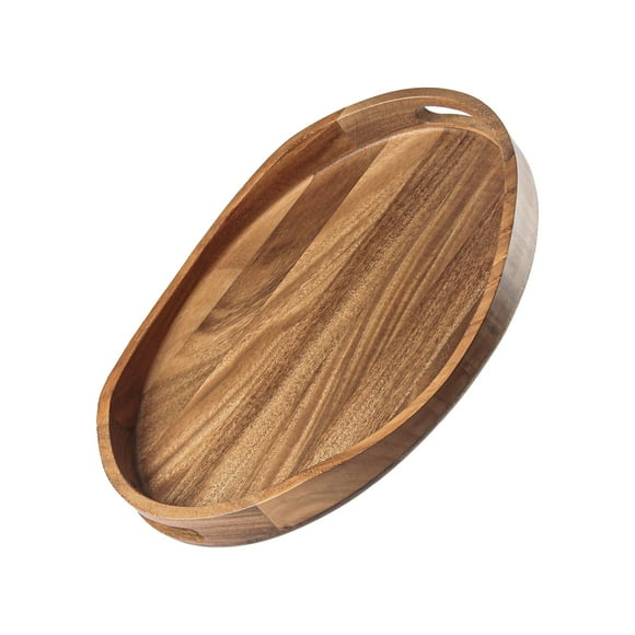 Bandeja de servir KITEISCAT de madera de acacia, 43 x 33 cm, con asas