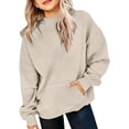 thumbnail image 6 of GobdXE Solid Girls Neck Long Sleeve Sweatshirt Kids Front Kangaroo Pocket Loose Casual Pullover Fashion Daily Top, 6 of 8
