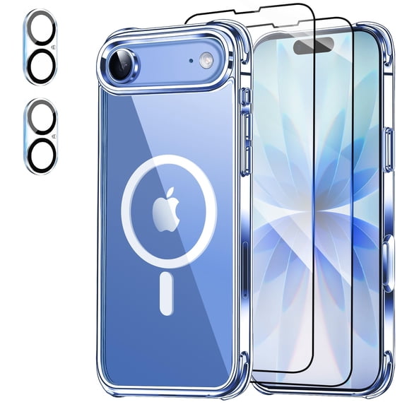5 in 1 Set iPhone 17 Air - 6.5", 1 Phone Case 2 Screen Protector 2 Camera Lens Protector, Shockproof Drop HD Tempered Glass and Non-Yellowing Transparent Case for iPhone 17 Air