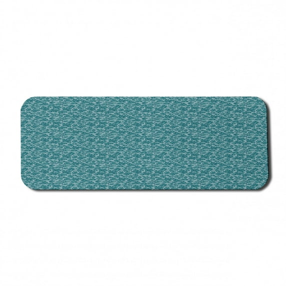 Leaves Computer Mouse Pad, Continuous Pattern of Botanical Themed Leaf, Rectangle Non-Slip Rubber Mousepad Large, 31" x 12" Gaming Size, Petrol Blue Pale Blue, by Ambesonne