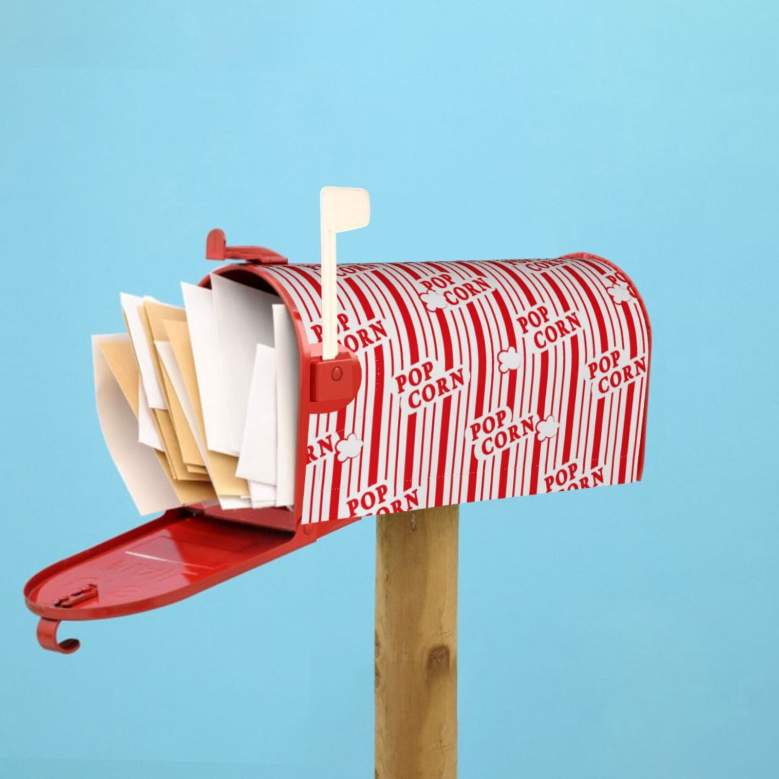 Logiee Popcorn 1 Print Post Letter Box Wrap Decor, Mailbox Cover Suitable for Standard Mailbox and Large Size Mailbox,Outdoor Yard Decoration-21x18 in