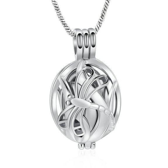 Spherical with Dragonfly Cremation Jewelry for Ashes Holder Necklace for Memorial Urn Pendants with Chain