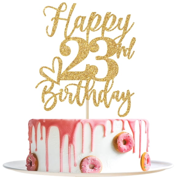 Adorno para Pastel Yotawebery Brillo Dorado 23º Cumpleaños