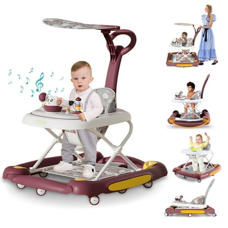 LuoLuo Baby Walker, Music and Lights Toddler Jumper, Foldable Baby Walkers for Boys Girls Babies 6-36 Months,Red