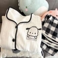thumbnail image 2 of Sanrio-Pijama Kawaii Pochacco de franela para mujer, ropa de dormir de manga larga de terciopelo Coral grueso, traje de Casa Kawaii, abrigo de invierno cálido, 2 of 4