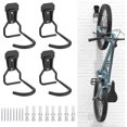 thumbnail image 1 of Set Of 4 Bike Hooks, Iron Hanger Racks, Heavy Duty L-shaped Storage Wall Mount, Practical Bike Rack For Home Garage, Black, 1 of 5