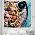 thumbnail image 1 of Food Tapestry, Chocolate Balls in a Bowl with Cold Brew Coffee Rustic Themed Top Photo, Fabric Wall Hanging Decor for Bedroom Living Room Dorm, 5 Sizes, Cadet Blue and Multicolor, by Ambesonne, 1 of 1