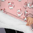 thumbnail image 3 of Oversized Wearable Blanket Hoodie,Pink Cow Heart Pattern Sherpa Blanket Hoodie with Super Pockets,Super Warm Fuzzy Pullover for Women & Men, 3 of 6