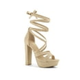 thumbnail image 1 of BLISSFUL STEP Women's Lace Up Platform Chunky High Heel Sandals, 1 of 7