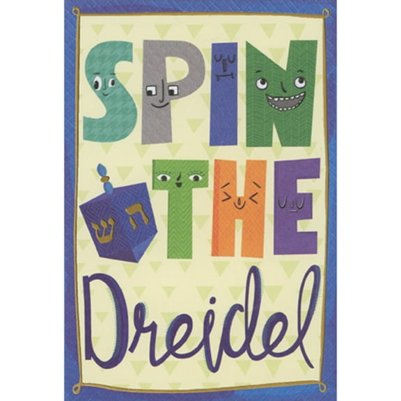 Designer Greetings Spin The Dreidel: Silly Faces on Letters Package of 8 Juvenile Hanukkah Cards