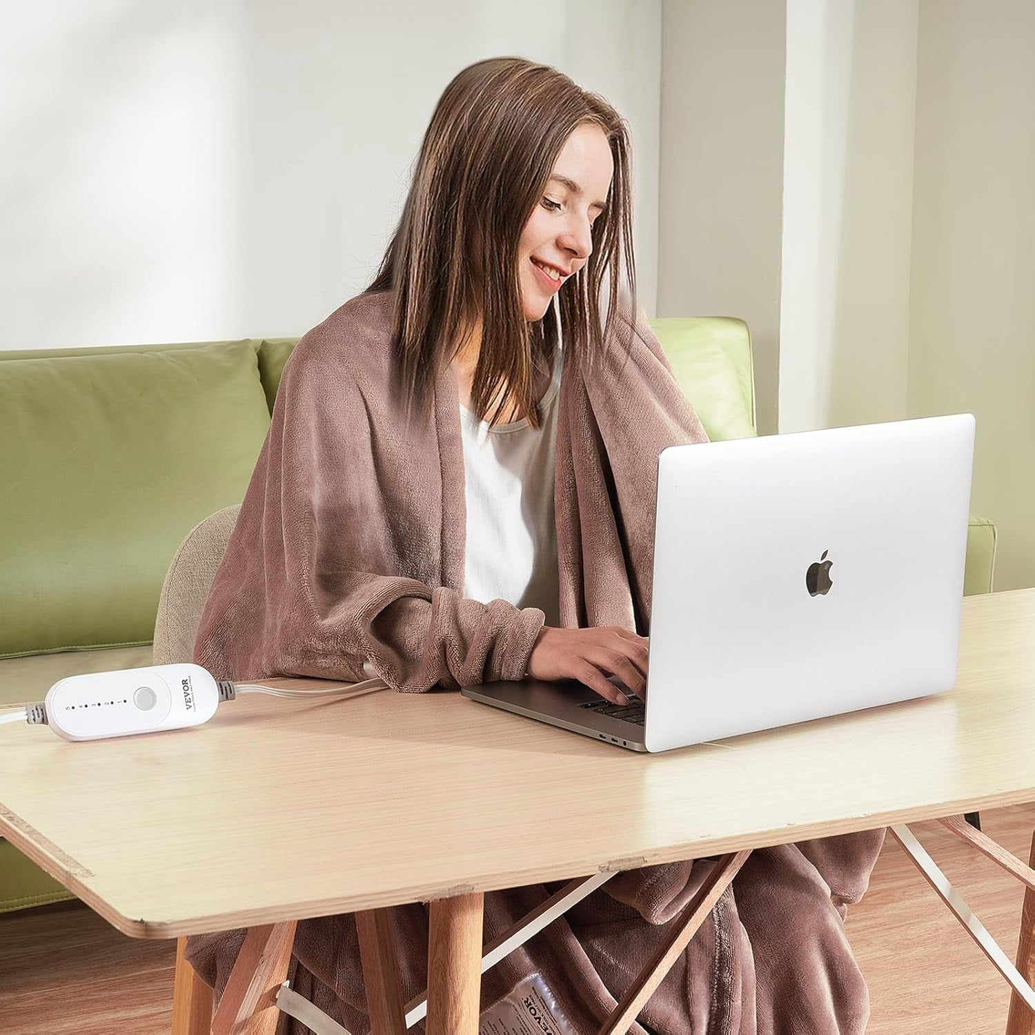 VEVOR Flannel Heated Queen Blanket, 84"x90", 10H Timer, 5 Heat Levels, Dual Control, Washable