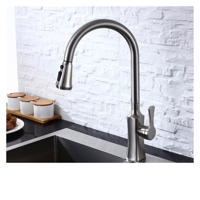 Kitchen Faucets Square Black Single Handle Pull Out Kitchen Tap Single Hole Swivel 360 Degree Rotation Water Mixer Tap ,Effortless Installation