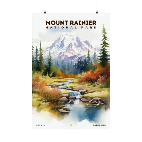 ELNEIT - Mount Rainier National Park Poster, Unframed Matte Paper, S08