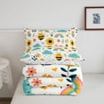 thumbnail image 5 of Erosebridal Cartoon Bee Twin Comforter Sets,Elegant Flower Bedding Set,White Blue,Colorful Stars Reversible,2pcs,1 Comforter and 1 Pillowcase, 5 of 7