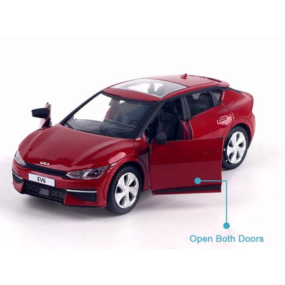 KIA Motors Car EV6 Mini Diecast 1:38 Scale Miniature Display Toy Run away Red Color