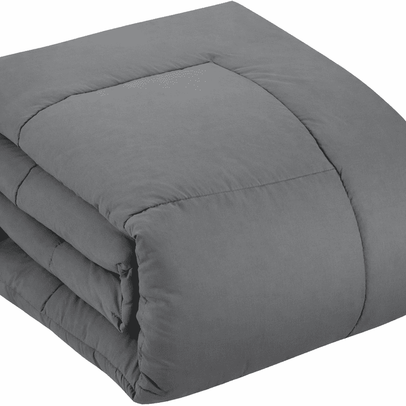 Luxury 500-TC Egyptian Cotton Box-Stitched Design Comforter | 300 GSM | Single Piece, King Size 90" x 104" Inches, 1pc Comforter with 4 Corner Tabs, (Dark Grey)