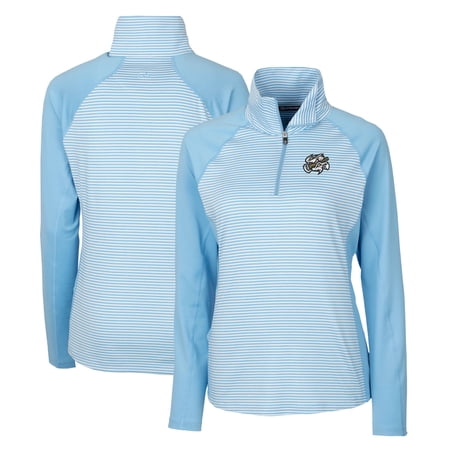 Women s Cutter & Buck Powder Blue Omaha Storm Chasers Forge DryTec Tonal Stripe Stretch Half-Zip Top