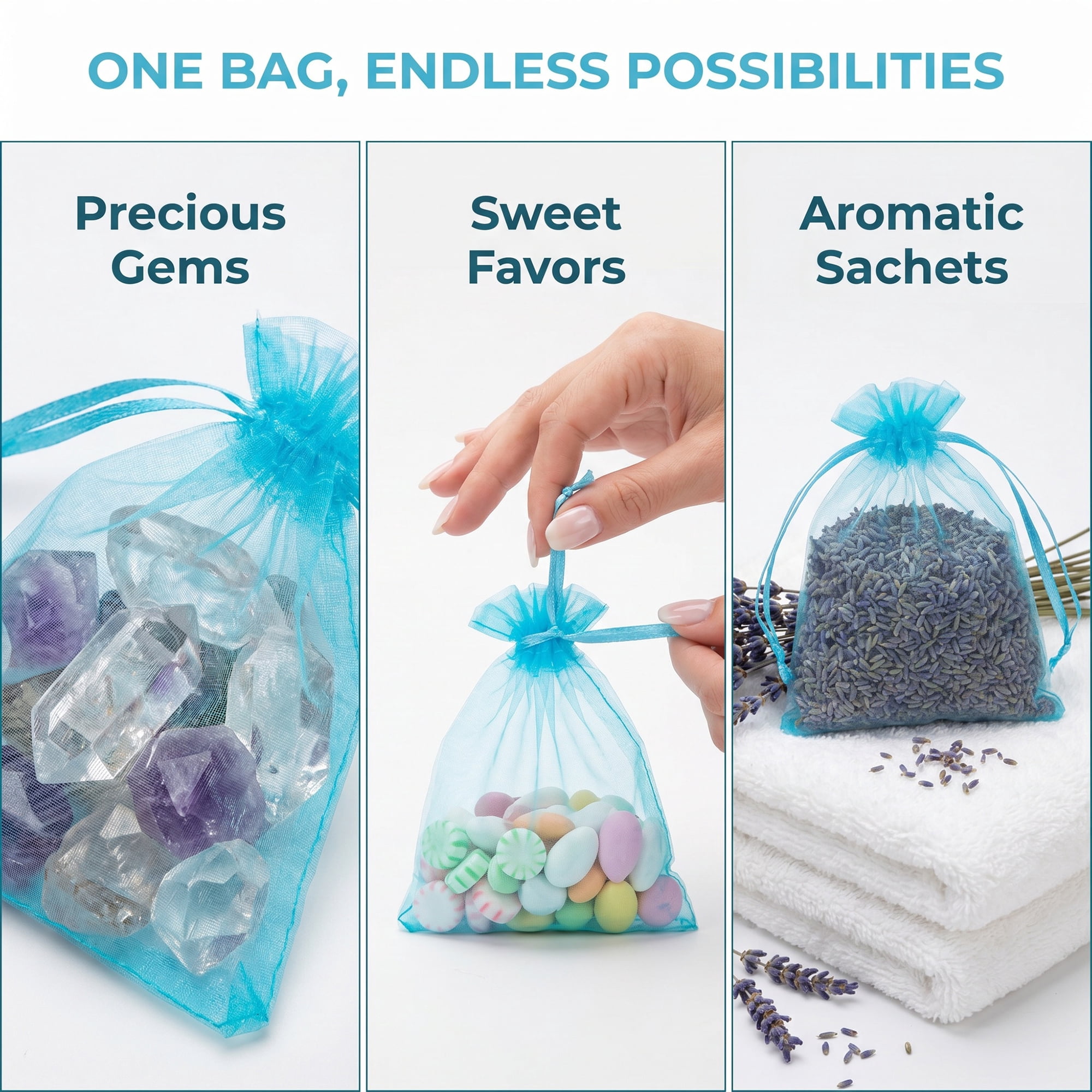 Unique Bargains Multi-Purpose Gift Bags with Handles for Events Blue 3.5" x 4.7"