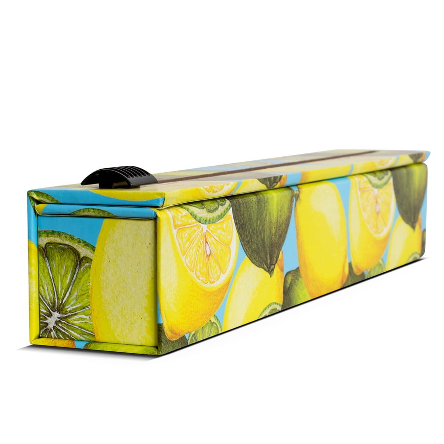 ChicWrap Lemon Foil Dispenser - Refillable Foil System with Slide Cutter, Non-Slip Base,  12" x 30'  Roll of Heavy Duty Professional Grade Aluminum Foil