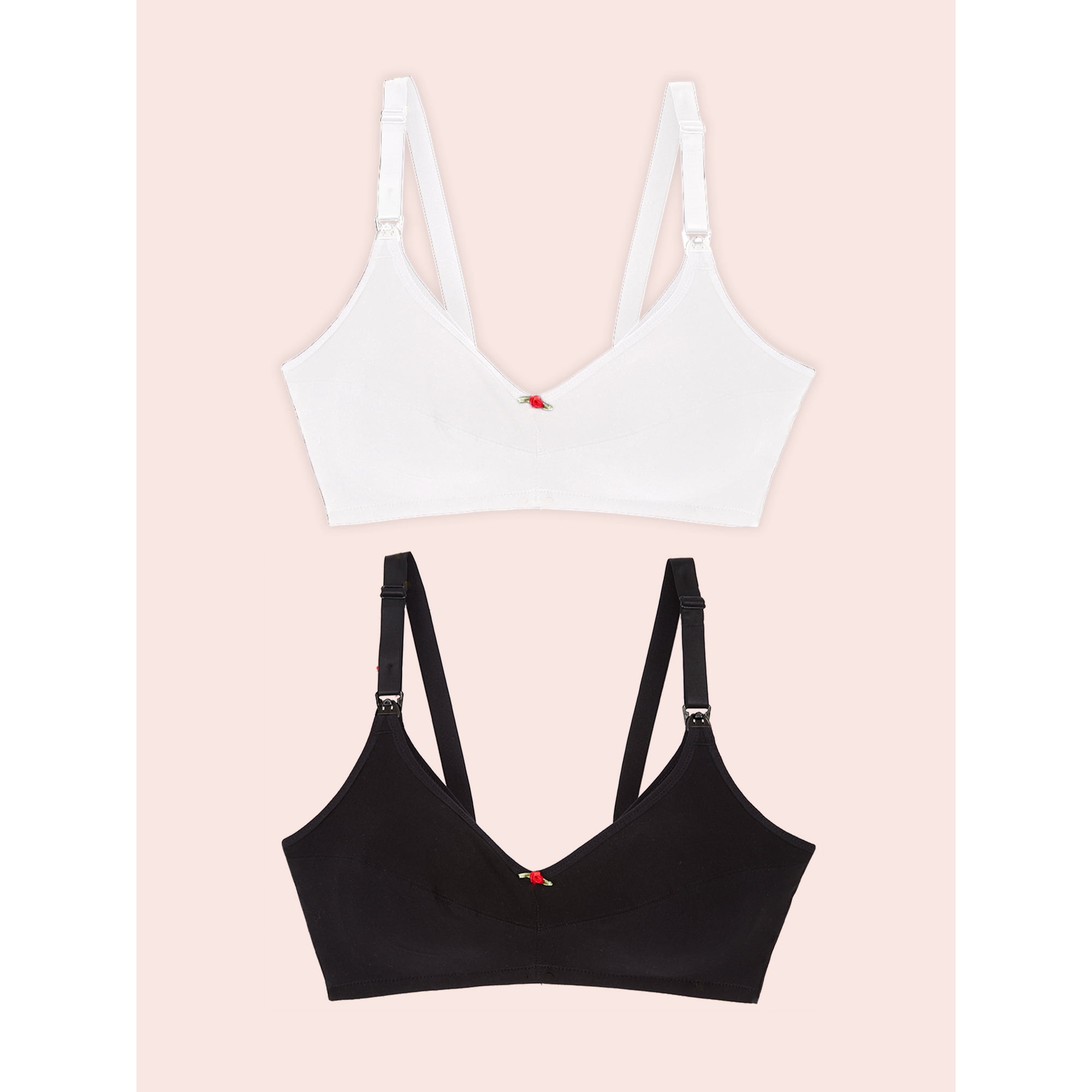 Leading Lady, The Uma, Wireless Nursing Bra, Unpadded, Postpartum Breastfeeding, Nursing Clips, Inner Sling, Cotton, 2 Pack (Women's)