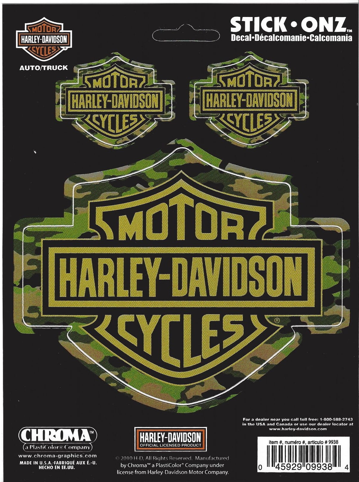 HARLEY DAVIDSON MOTORCYCLES CAMOUFLAGE BAR AND SHIELD STICKER DECAL 