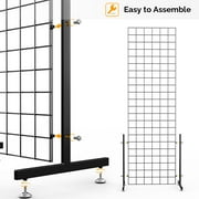 Bonnlo 6 x 2 Wire Grid Panel Tower with T-Base Floorstanding, Wire Grid Wall Display Rack for Retail and craft show (2-Packs)