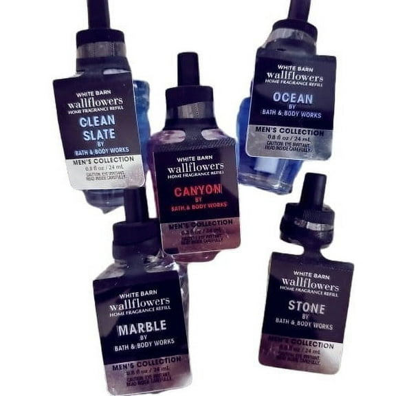 Bath & Body Works Wallflower Refill MENS SCENTS ~ MASCULINE -Pack of 4 includes 1 bonus Wallflower Plug In!