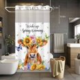 thumbnail image 5 of Cows No Hooks Shower Curtain with Snap-in Liner Watercolor Spring Yellow Purple Pink Floral Leaf Butterfly Shower Curtains for Bathroom, Waterproof, Easy Install, Washable 36"x72", 5 of 9