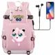 thumbnail image 2 of Nuevo Jigglypuff Psyduck, mochilas escolares USB para adolescentes, mochila de viaje para ordenador portátil para hombres y mujeres, mochilas escolares para niñas y niños, mochilas para libros, 2 of 5