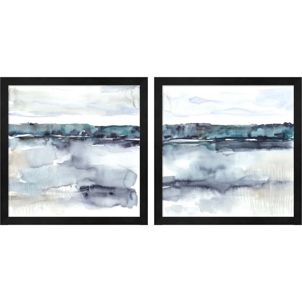 View Across the Lake Abstract Landscape Framed Print Set