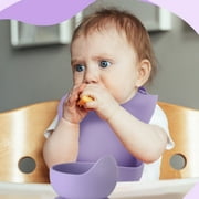 HEQUSIGNS Silicone Baby Feeding Set, Dark Purple, 8 Piece