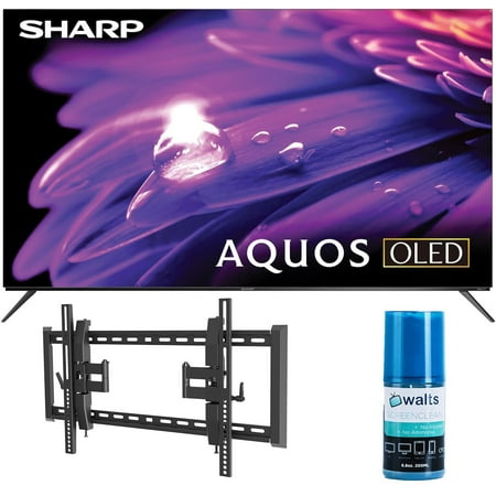 SHARP 4T-C65FS1UR 65 Inch AQUOS OLED 4K Ultra HD with Dolby Audio Roku TV with a Walts TV TILT-EXTENSION-37-90 Tilt Mount for 37"-90" Compatible TVs and Walts HDTV Screen Cleaner Kit (2024)