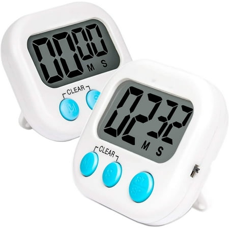 

2 Pack Digital Kitchen Timer II 2.0 Big Digits Loud Alarm Magnetic Backing Stand for Cooking Baking Sports Games Office (White) (2 Pack)