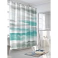 thumbnail image 3 of Turquoise Gray White Shower Curtain Set, Waterproof Shower Curtains for Bathroom, Country Abstract Ombre Mottled Washable Fabric Cloth Bath Curtain for Bathtub Decoration with Hooks 66x72 Inches, 3 of 6