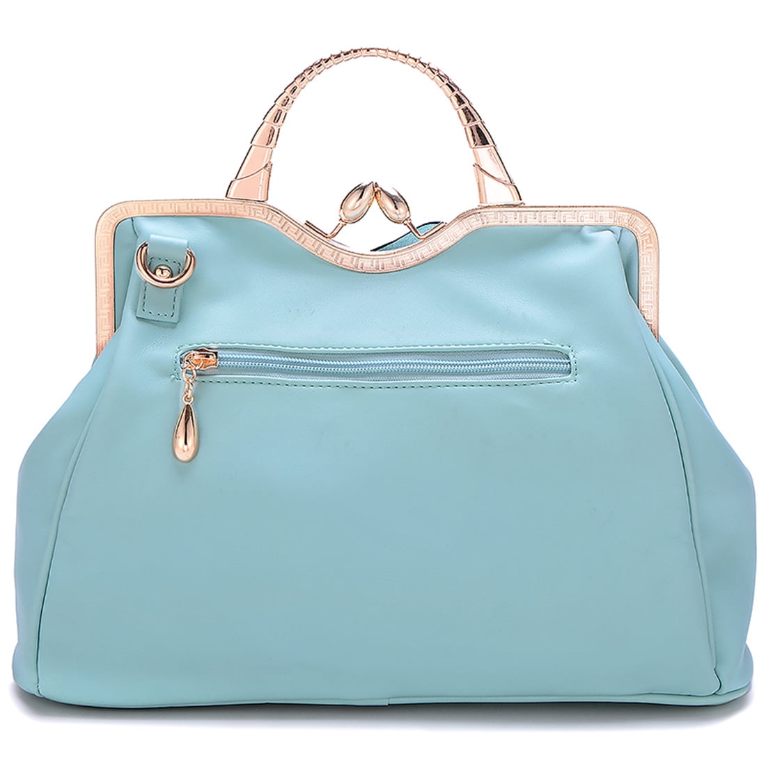 Ruiatoo Handbag for Women Flower Fashion Satchel Tote PU Leather Evening Shoulder Bags with Strap for Party Light-blue