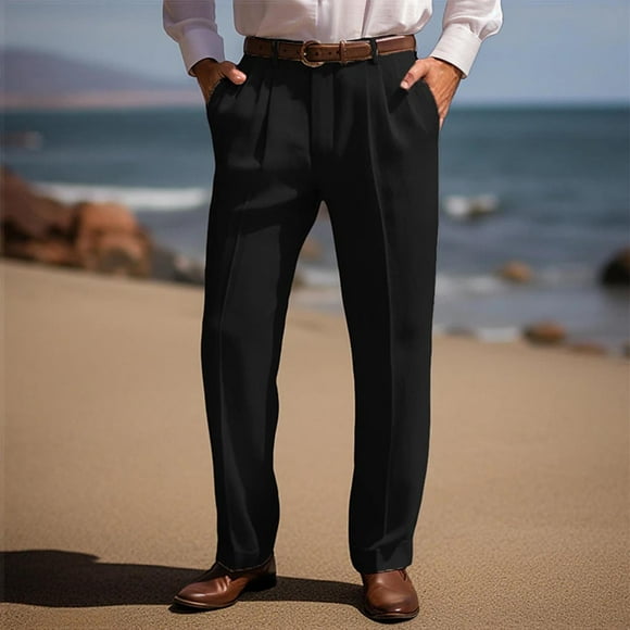 Deals of The Day Clearance! Men’s Solid Casual Multiple Zipper Button Pockets Outdoor Fitness Pants, Straight-Leg Cargo Trousers for Hiking, Sports, or Casual Outdoor Wear Sales Today Clearance!