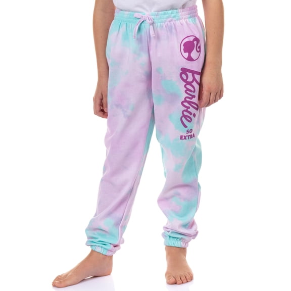 Barbie Girls' So Extra Tie-Dye Lounge Sleep Jogger Kids Sweat Pants