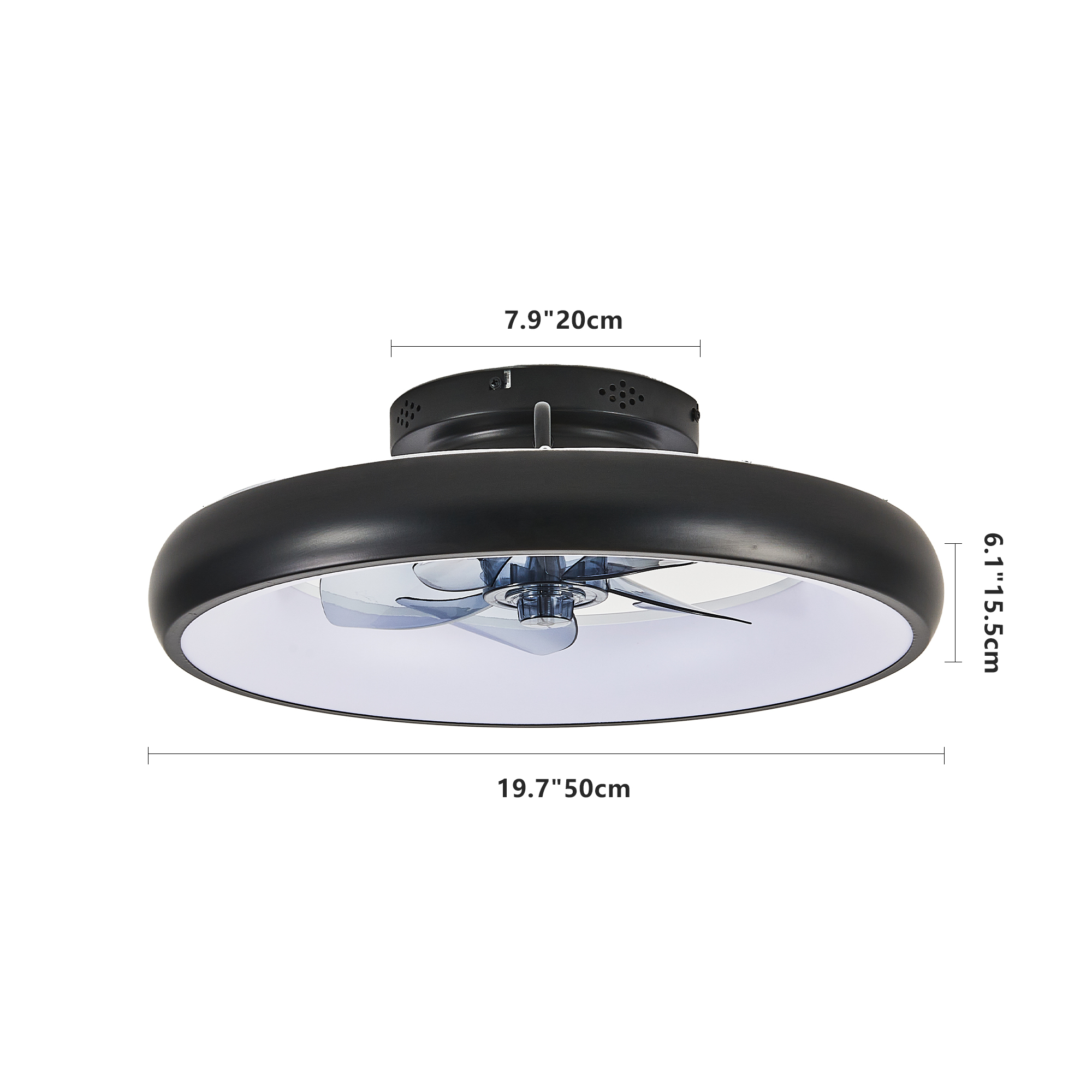 Leumius 20" Black LED Ceiling Fan Light, Dimmable & Adjustable Color Temperature, APP & Remote Control, Modern Smart Ceiling Fan for Living Room, Bedroom and Dining Room