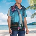 thumbnail image 6 of Uemuo Fantasy Mushrooms Printed Regular Fit Short Sleeve Casual Hawaiian Shirt for Men,Aloha shirt,Tropical shirt,Floral print shirt,Vacation Beach shirt-Large, 6 of 9
