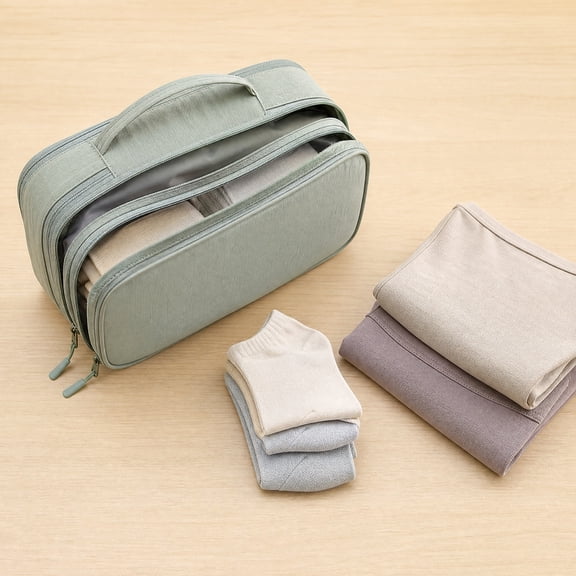 Waterproof Underwear Storage Bag, Portable Travel Organizer for Socks, Bras, and Intimates, Large Capacity Packing Cube for Suitcase and Gym, Green