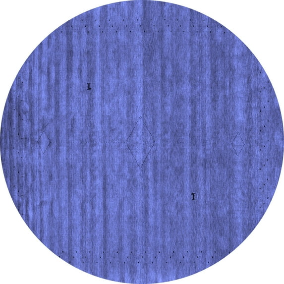 Ahgly Company Machine Washable Indoor Round Abstract Blue Contemporary Area Rugs, 5' Round