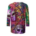 thumbnail image 5 of Jinhomg Womens Holiday Graphic Tees Fancy 3D Mask Print Carnival Themed Shirts Spring Comfy 3/4 Sleeve Tunic Tops Ladies Mardi Gras Gift Multicolor XXXL, 5 of 6