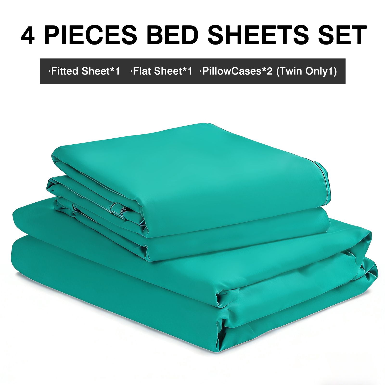 4Pcs Ultra-Soft 85g Sheet and Pillowcase Set, Soft Solid Color, Machine Washable, Suitable For All Seasons, Christmas Comfortable Bedding Set, Available For Single, Double, King, and Queen Beds