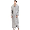 thumbnail image 5 of Choosebetter Womens Zip Up Robe Sweatshirt Robe Long Hooded Robe Floor Length Bathrobe Long Sleeve House Coat Lounger with Pockets, 5 of 5